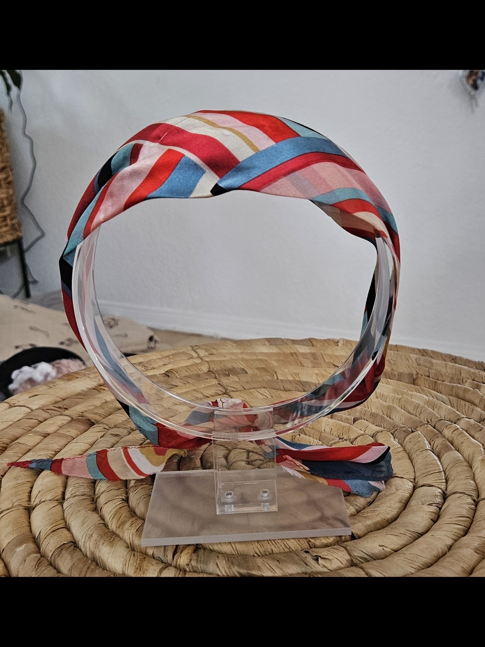vintage Striped Multicolor Silk-scarf headband new!